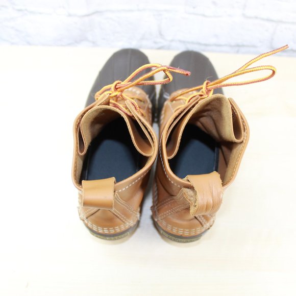 LL BEAN 8" Unlined Duck Boots Brown Leather USA Ma - Picture 6 of 9